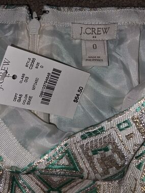 J.Crew Silver and Teal Beaded Skirt